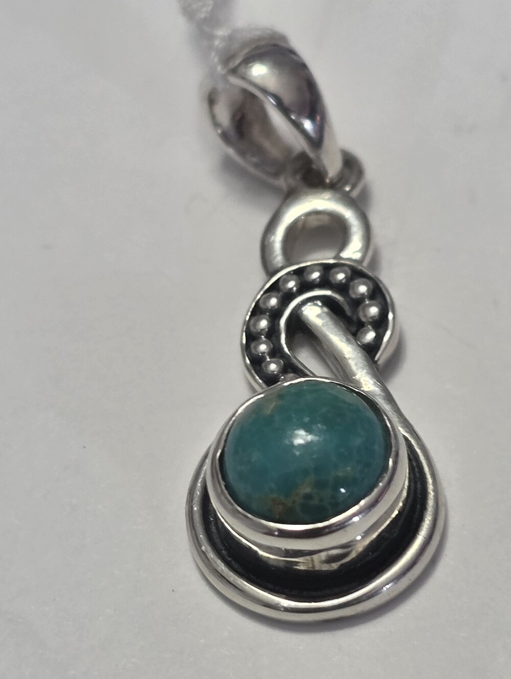 Sterling Silver Mexican Turquise Stone Infinity Necklace Pendant